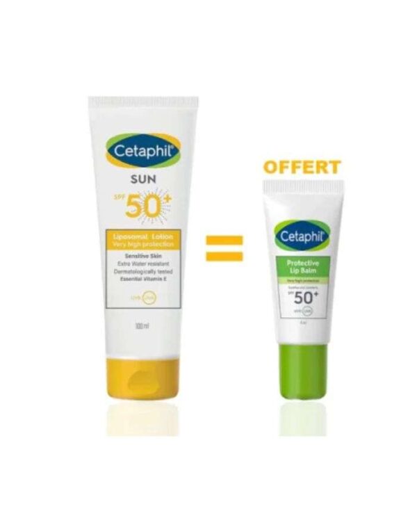 Cetaphil Coffret Sun Lotion Liposomale SPF 50+ et Baume Lèvres Offert – 100 ml + 8 ml
