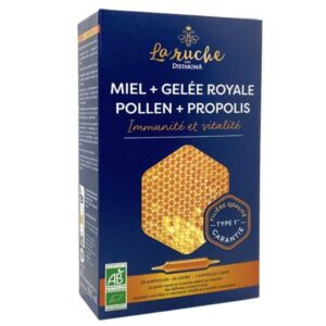 Dietaroma La Ruche Miel Gelée Royale Pollen Propolis Bio – 20 ampoules de 15 ml – photo du produit