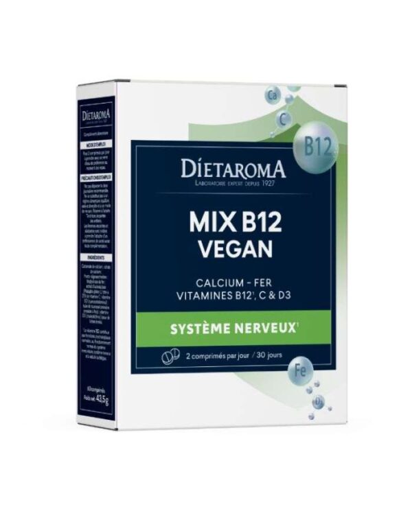 Dietaroma Mix B12 Vegan Fer Calcium D3 C – 60 comprimés