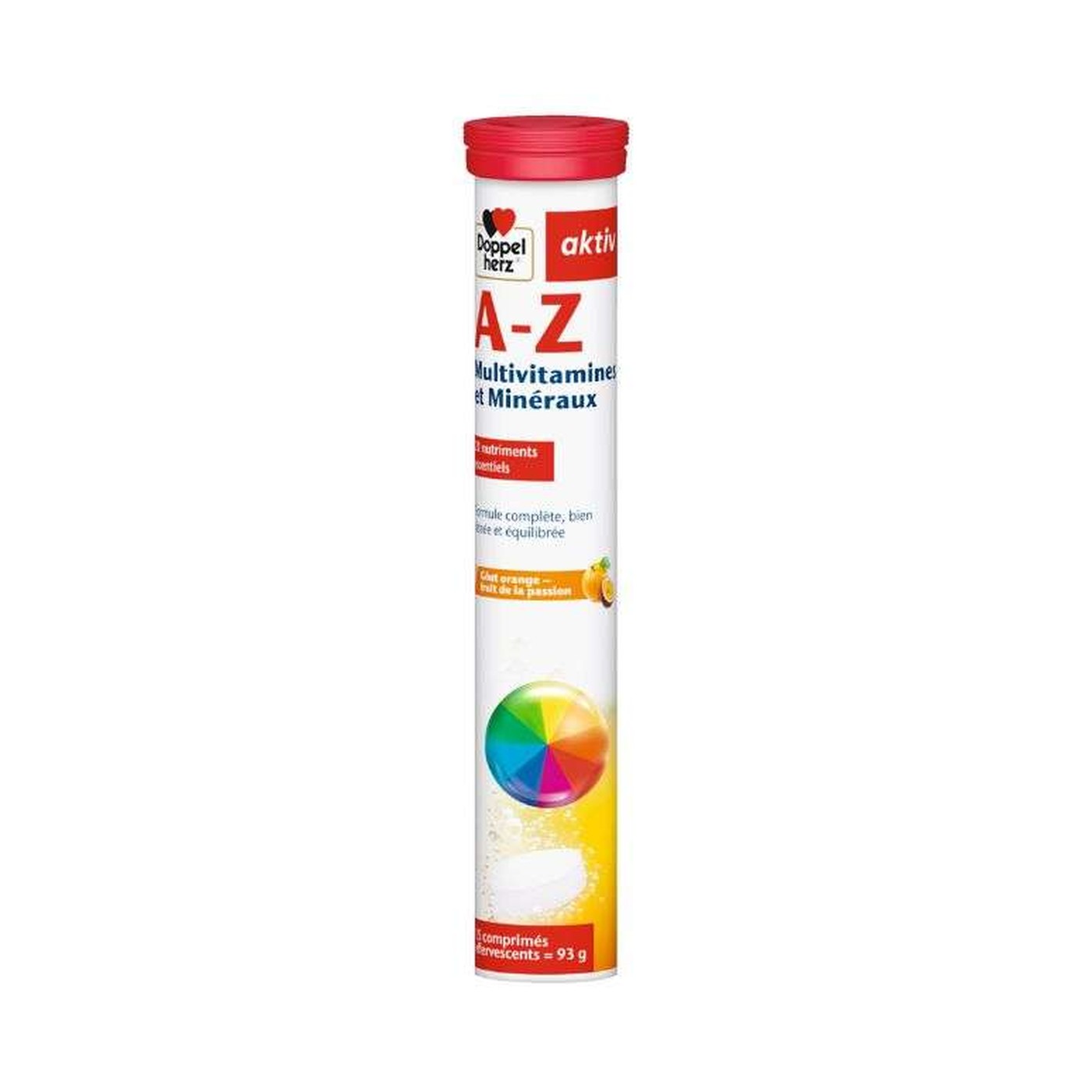 Doppelherz Aktiv A-Z Multivitamines et Minéraux Orange Fruit de la Passion – 15 comprimés
