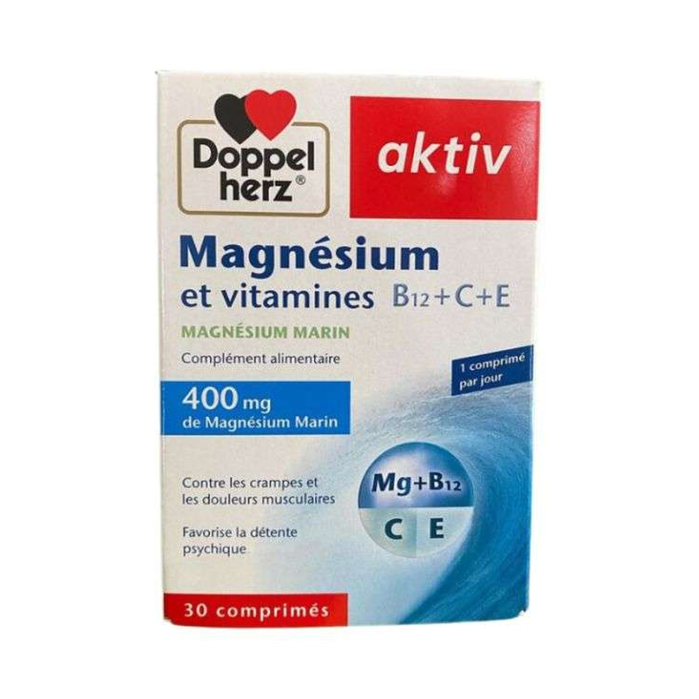 Doppelherz Aktiv Magnésium + Vitamines B12, C et E – 30 comprimés