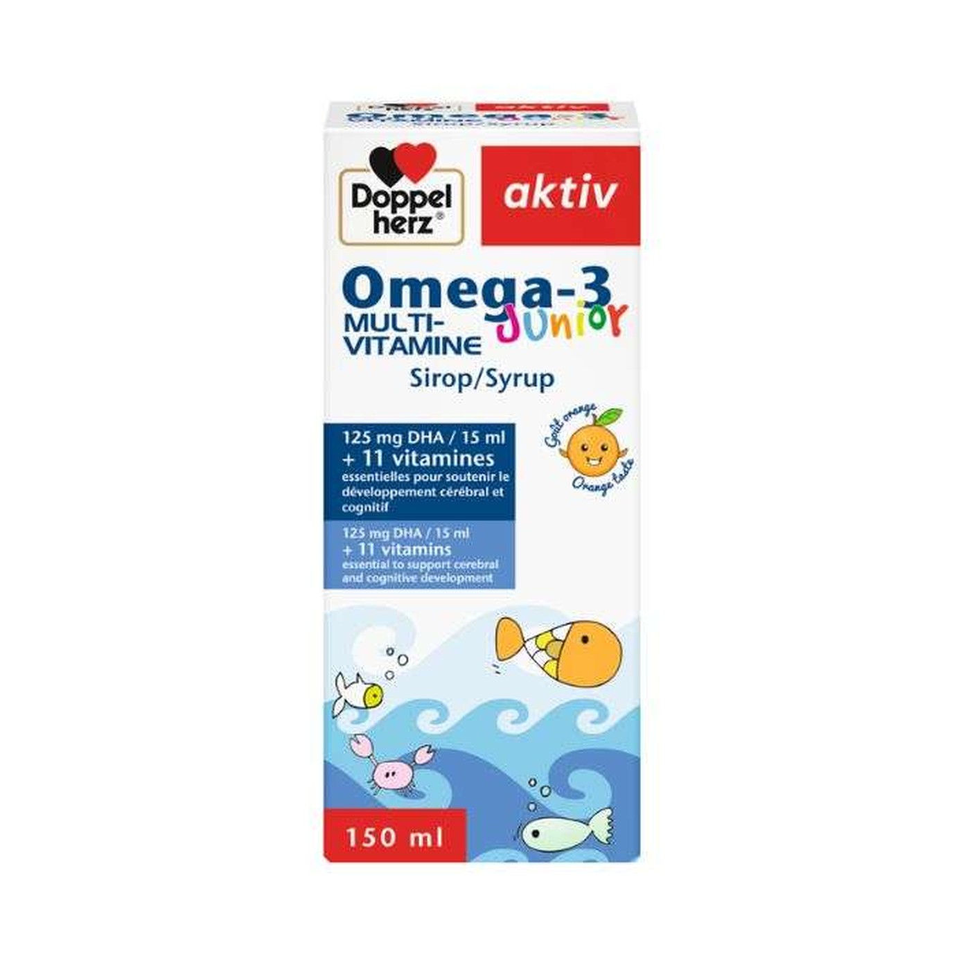 Doppelherz Oméga-3 Multivitamines Junior Goût Orange – 150 ml