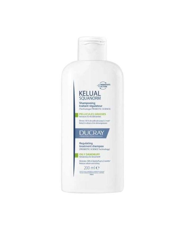 Ducray Kelual Squanorm Shampooing Traitant Régulateur Pellicules Grasses – 200 ml