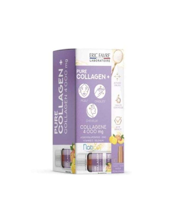 Eric Favre Pure Collagen+ Marin 4 000 mg Pêche-Citron – 10 shots de 15 ml