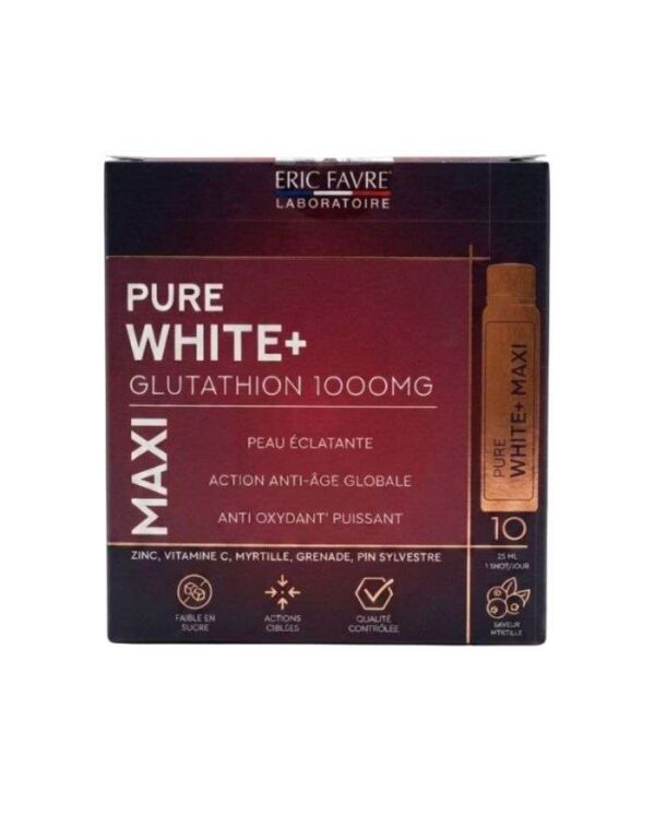 Eric Favre Pure White+ Maxi Glutathion 1 000 mg – 10 shots de 25 ml