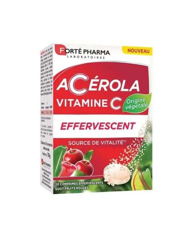 Forté Pharma Acerola Vitamine C Effervescent Goût Fruits Rouges – 20 comprimés