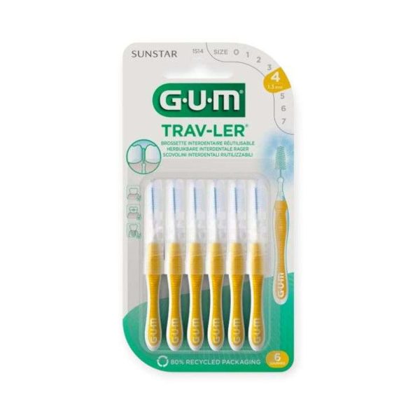 GUM 6 Brossettes Interdentaires Extra Fine 1.3 Mm – Réf. 1514