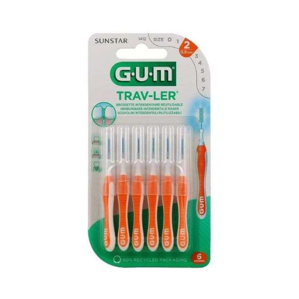 GUM 6 Brossettes Interdentaires Ultra Fine 0.9 Mm – Réf. 1412