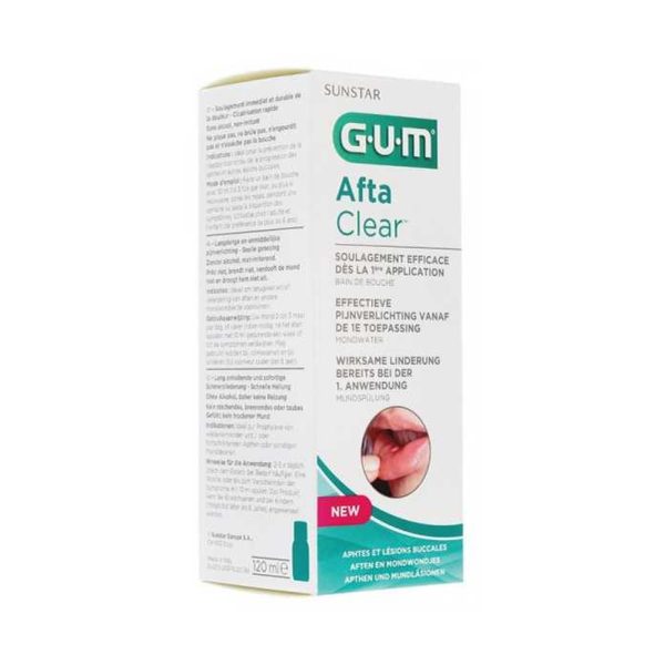 GUM Aftaclear Bain de Bouche Aphtes et Lesions Buccales – 120 ml – Réf. 2410