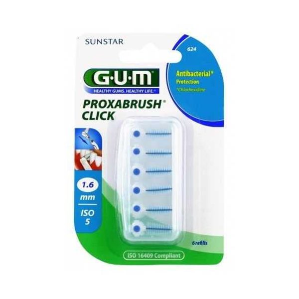 GUM Brosse Fines par a la Chlorhexidine 1.6mm – 6 unités – Réf. 624