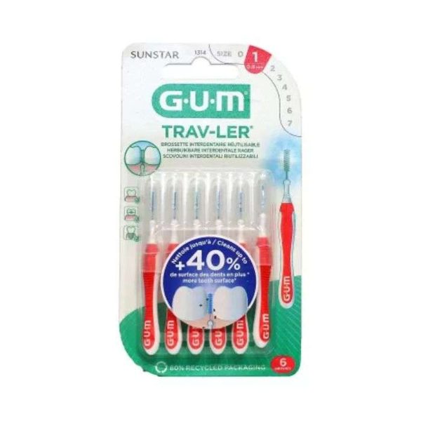 GUM Brossette Interdentaire Reutilisable 0.8mm – 6 unités – Réf. 1314