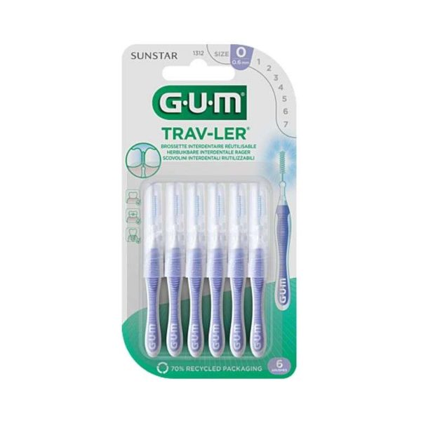 GUM Brossettes Interdentaire Reutilisable 0.6 Mm – 6 unités – Réf. 1312
