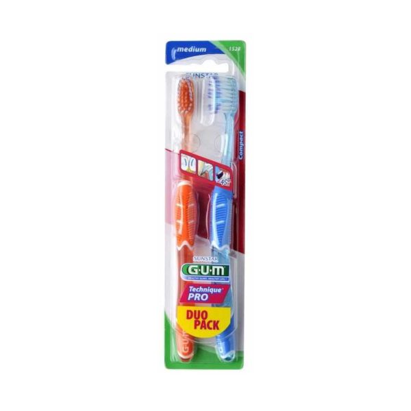 GUM Duo Pack Brosse à Dents Technique Pro Medium Compact 1528
