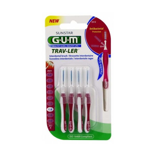 GUM Manche par avec Brossette Fine 1.4mm – 4 unités – Réf. 1612