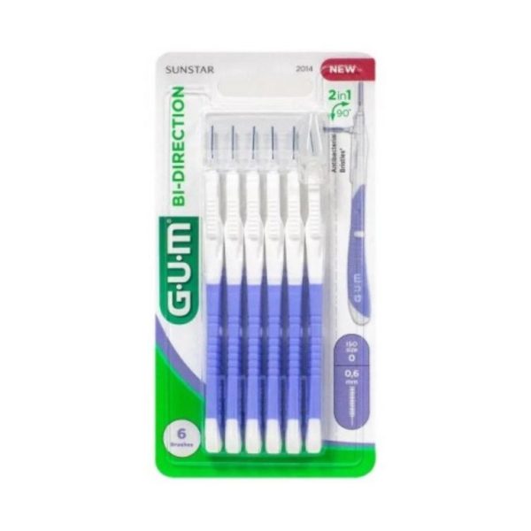 GUM Manche par avec Brossette Mega Micro Fine 0.6 Mm – 6 unités – Réf. 2014