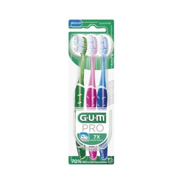 GUM Pro 3 Brosses a Dents Medium – Réf. 528