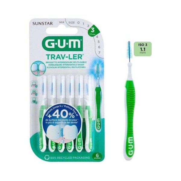 GUM Trav-Ler 6 Brossettes Interdentaires Reutilisable 1.1 Mm – Réf. 1414