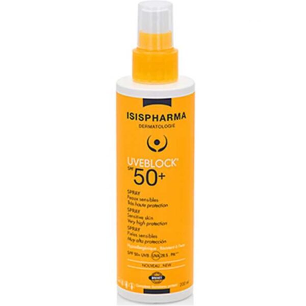 Isispharma Uveblock Spray Solaire SPF 50+ Peaux Sensibles – 200 ml