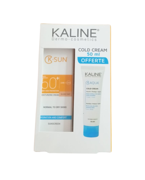 Kaline K-Sun Crème Hydratante Teinte Lumineuse SPF 50+ + Cold Cream K-Aqua – 50 ml + 50 ml