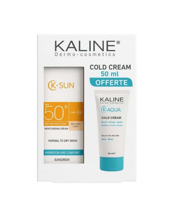 Kaline K-Sun Crème Hydratante Teinte Naturelle Claire SPF 50+ + Cold Cream K-Aqua – 50 ml + 50 ml
