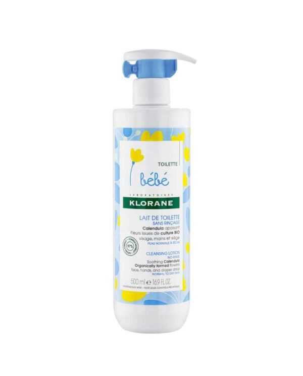 Klorane Bébé Lait de toilette sans rinçage au Calendula – 500 ml
