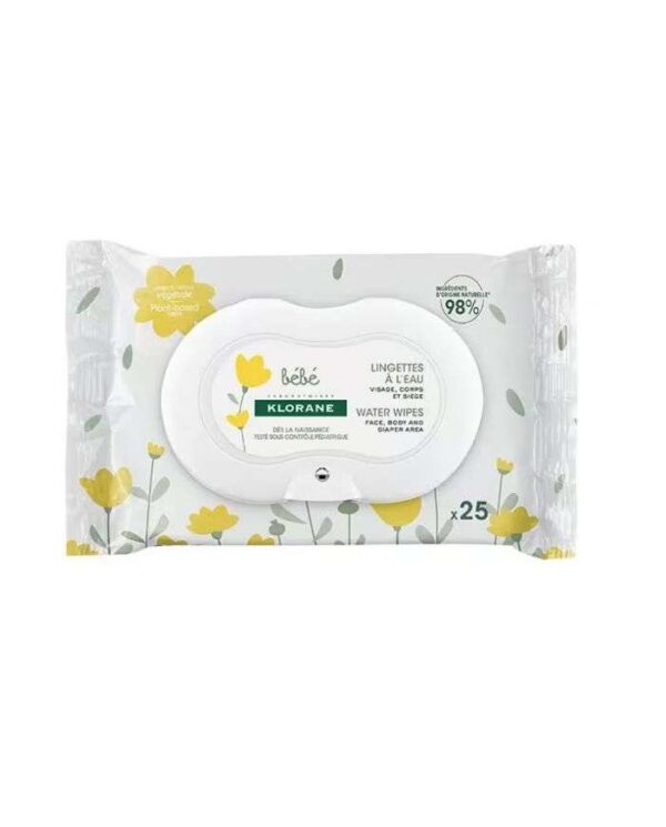 Klorane Bébé Lingettes nettoyantes à l’eau – 25 lingettes