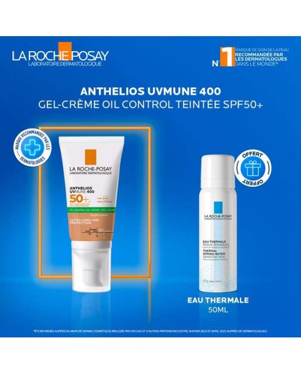 La Roche-Posay Anthelios UVmune 400 Gel-Crème Oil Control Teinté SPF 50+ – 50 ml + eau thermale