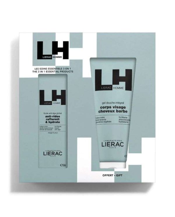 Lierac Homme Offre Fluide Anti-Âge Global 50 ml + Gel Douche Corps Visage Cheveux Barbe 200 ml