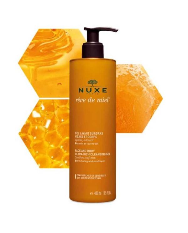 Nuxe Rêve de Miel Gel Lavant Surgras Visage et Corps – 400 ml
