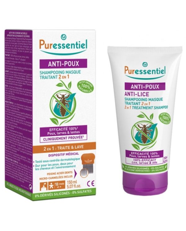 Puressentiel Shampooing-Masque 2-en-1 Anti-Poux – 150 ml