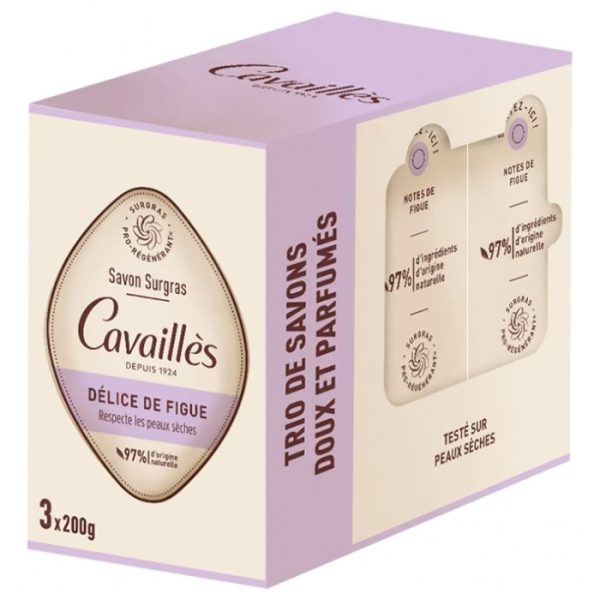 Rogé Cavaillès Trio de Savons Doux et Parfumés Délice de Figue – 3 x 200 g