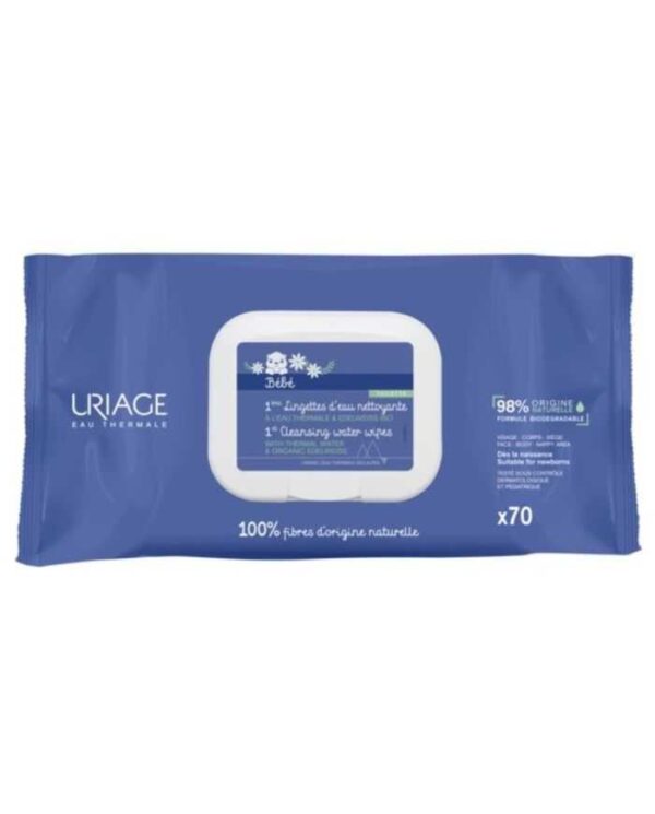 Uriage Bébé 1ères Lingettes d’Eau Nettoyantes – 70 lingettes