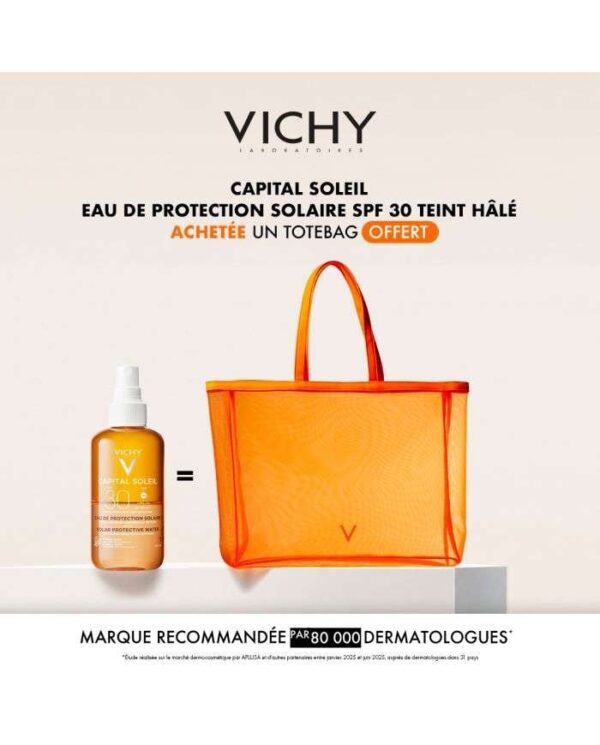 Vichy Capital Soleil Eau Solaire Hâle Sublimé SPF 30 avec Sac – 200 ml + sac