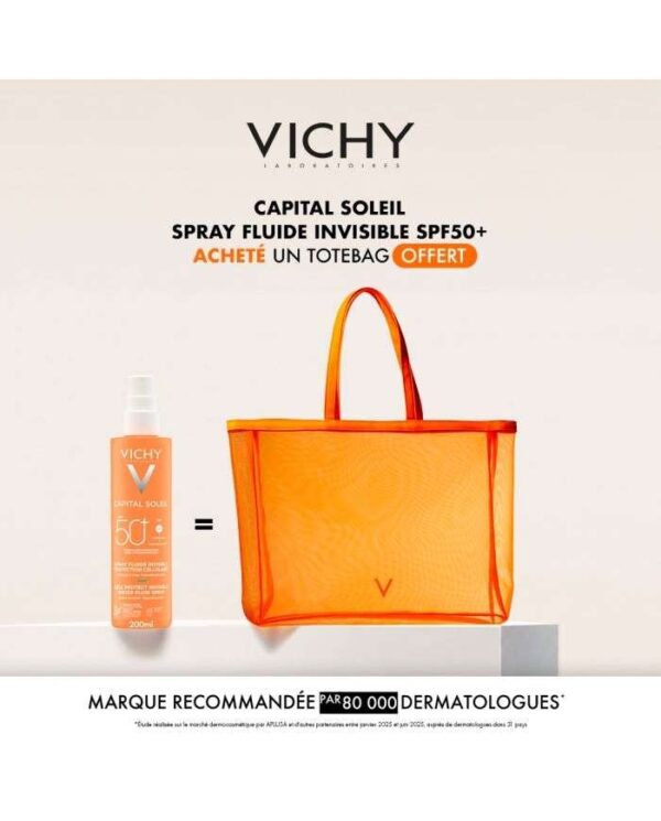 Vichy Capital Soleil Spray Fluide Invisible SPF 50+ avec Sac – 200 ml + sac
