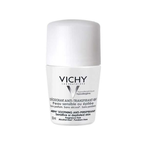 Vichy Déodorant Anti-Transpirant 48H Peau Sensible ou Épilée – 50 ml