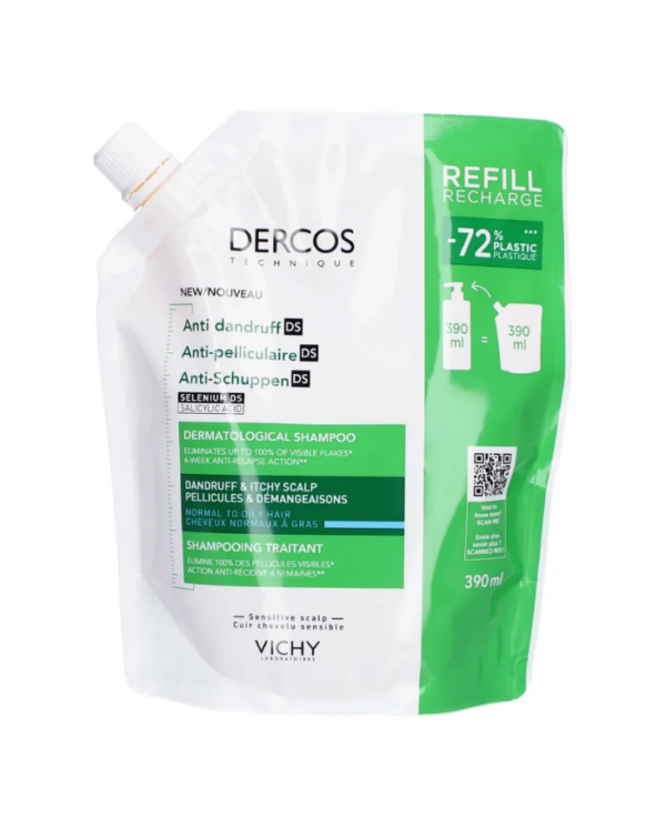 Vichy Dercos DS Recharge Shampooing Anti-Pelliculaire Cheveux Gras – 390 ml