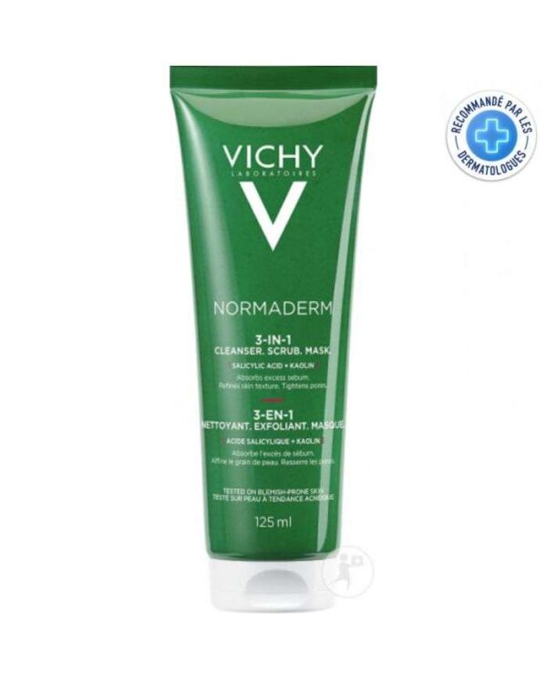 Vichy Normaderm 3 en 1 Exfoliant Nettoyant Masque – 125 ml