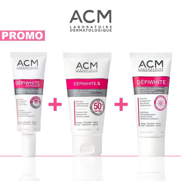 ACM Dépiwhite Pack Advanced, Masque Pelliculable et Soin SPF 50+ – 40 ml + 40 ml + 50 ml