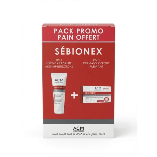 ACM Sébionex Pack Trio Crème Anti-Imperfections et Pain Dermatologique – 40 ml + 100 g
