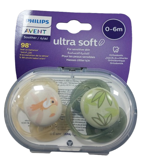 Philips Avent Ultra Soft sucettes 0–6 mois – SCF091/07, lot de 2