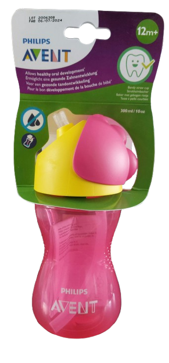 Philips Avent Tasse à paille flexible 300 ml SCF798/02, 12 mois et plus