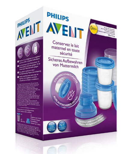 Philips Avent SCF618/10 – 10 pots de conservation du lait maternel, 180 ml