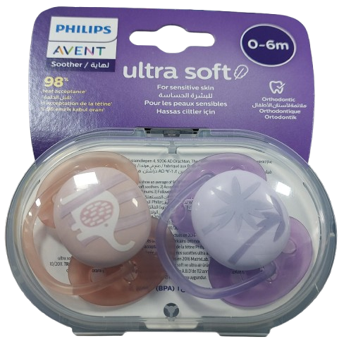 Philips Avent Sucette Ultra Soft 0–6 mois Girl SCF091/09 – Lot de 2